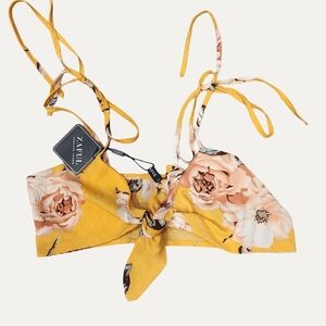 Zaful Yellow Floral Tie-Front Top NWT
